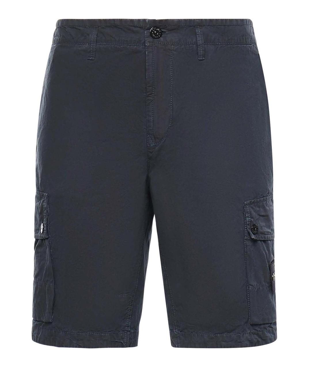 STONE ISLAND Темно-синие хлопковые шорты, фото 1