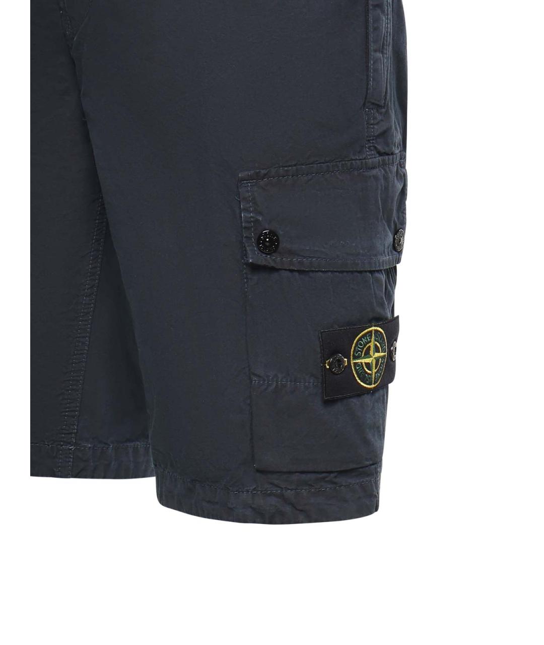 STONE ISLAND Темно-синие хлопковые шорты, фото 3