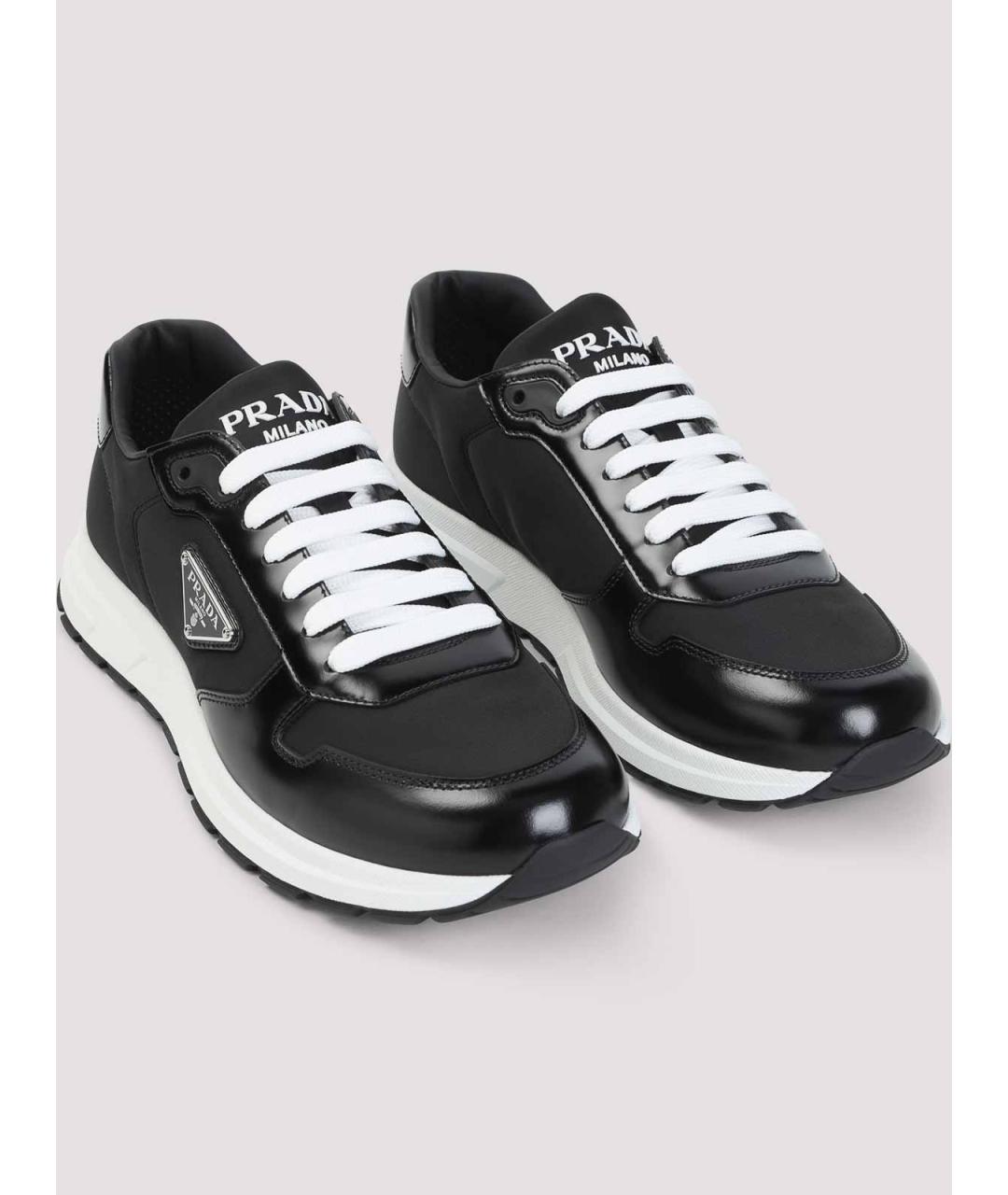 PRADA Черные кожаные низкие кроссовки / кеды, фото 3