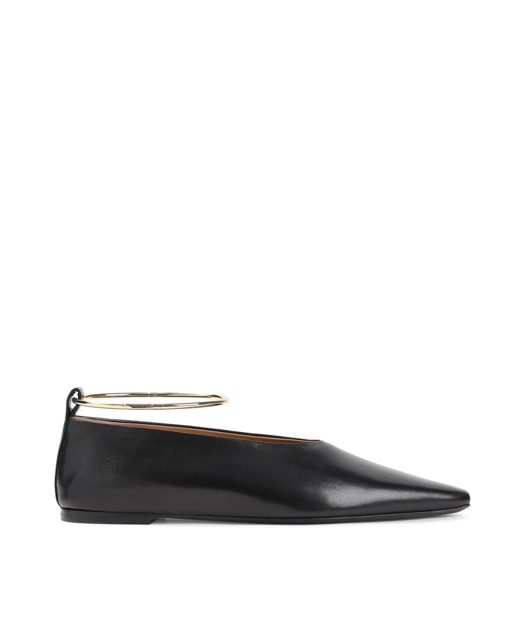 JIL SANDER Черные кожаные балетки, фото 1