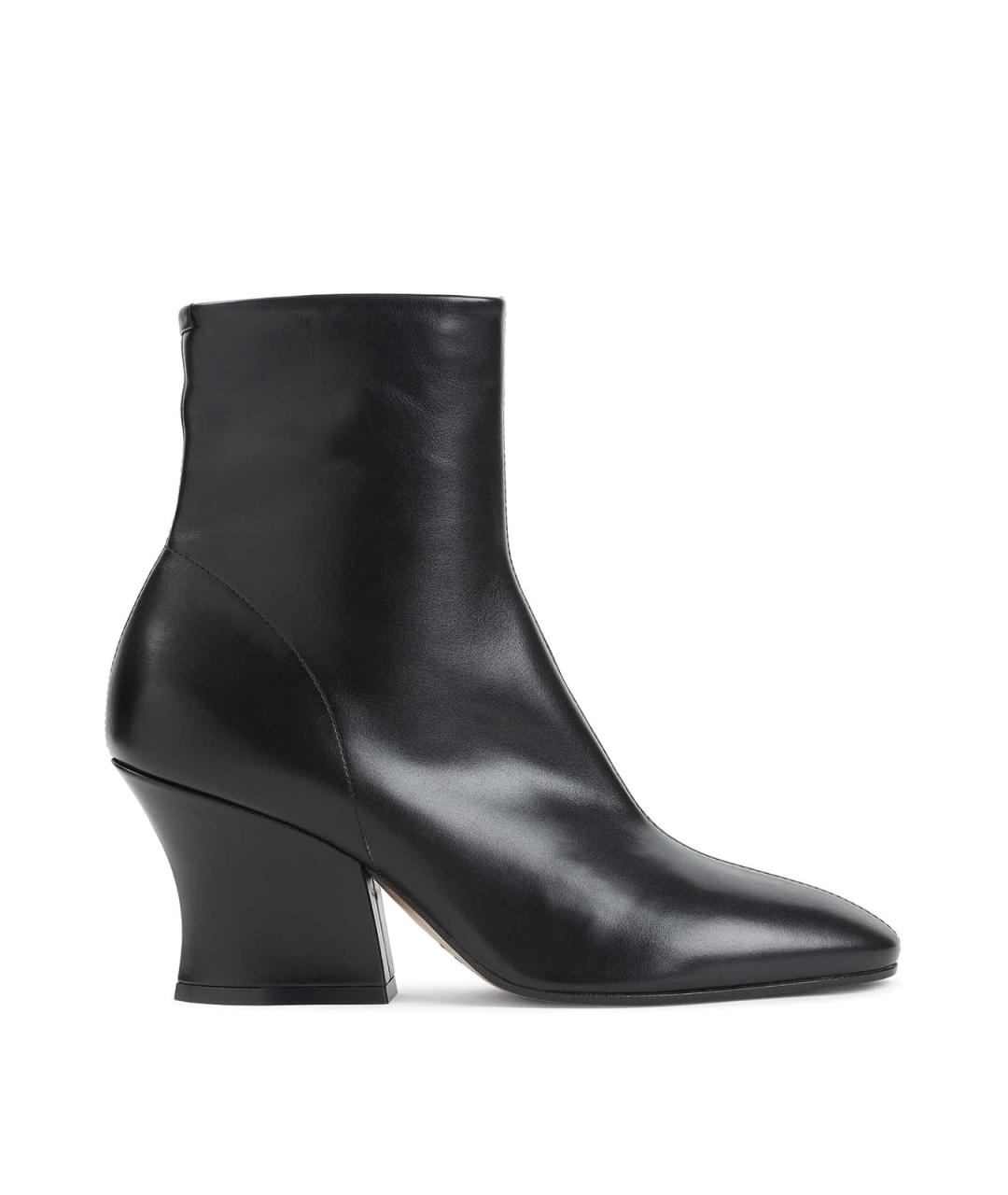 JIL SANDER Черные кожаные ботильоны, фото 1