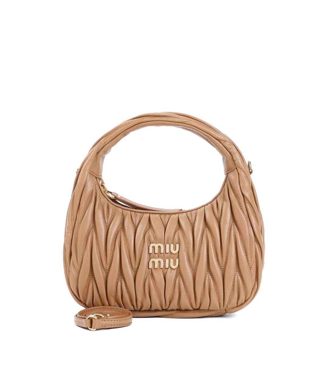 MIU MIU Бежевая кожаная сумка через плечо, фото 1