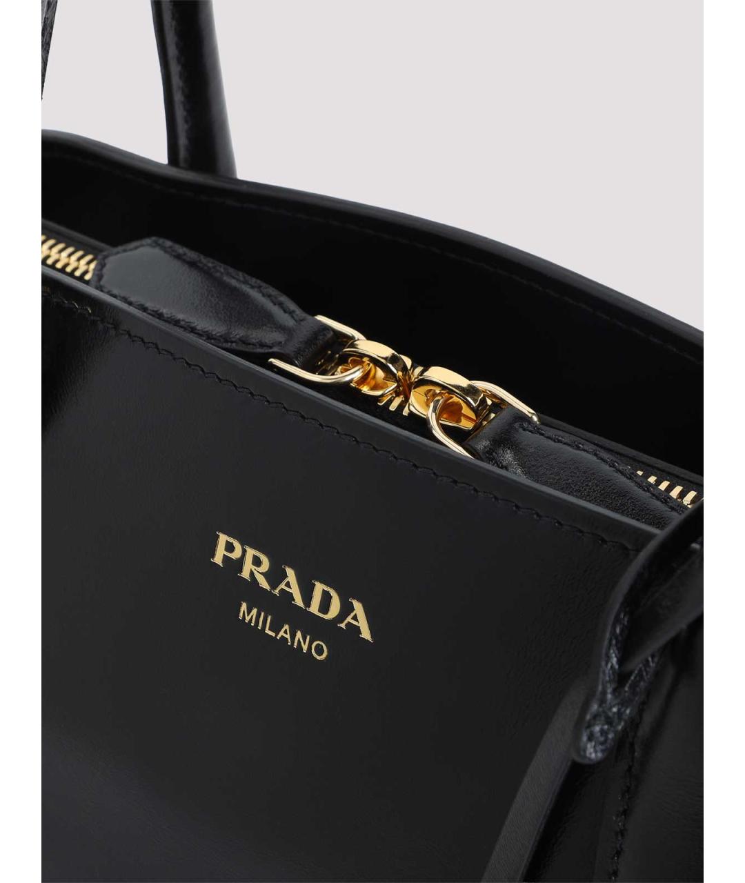 PRADA Черная кожаная сумка тоут, фото 4