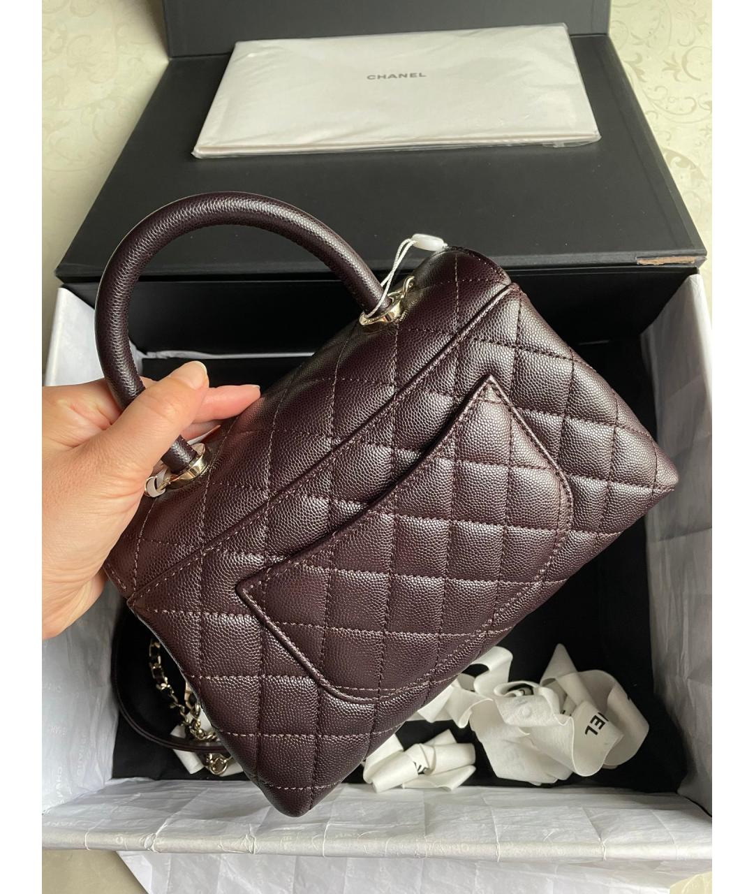 CHANEL Коричневая кожаная сумка через плечо, фото 3