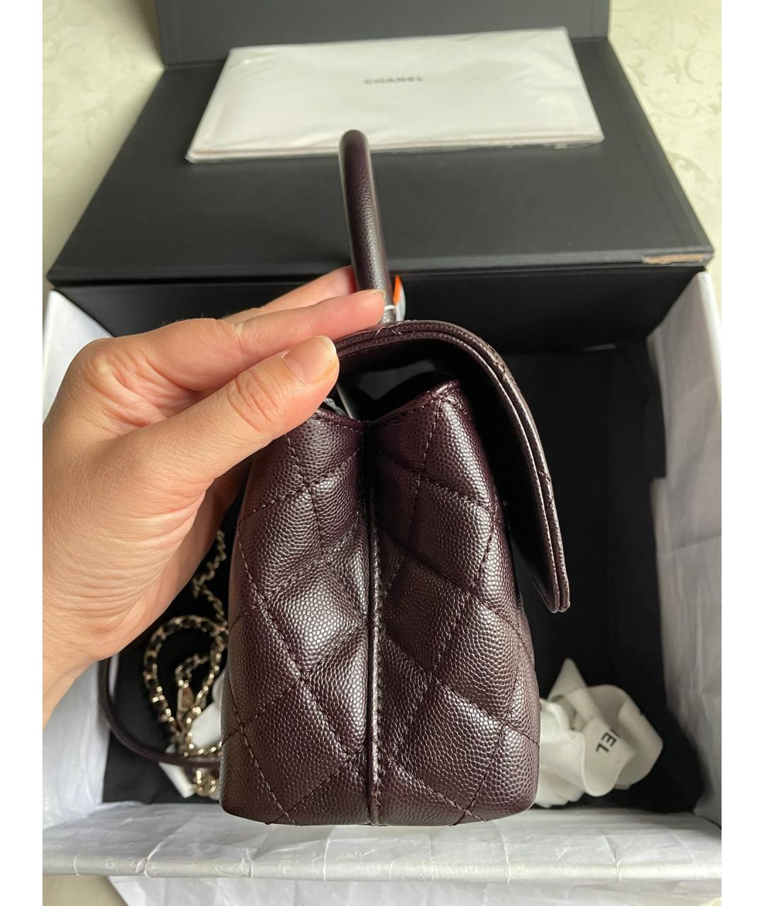 CHANEL Коричневая кожаная сумка через плечо, фото 5