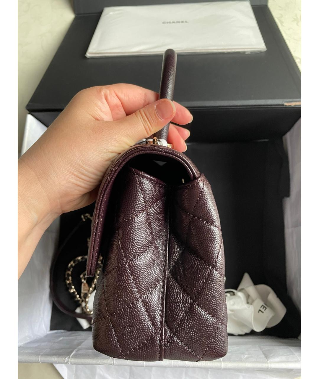 CHANEL Коричневая кожаная сумка через плечо, фото 4