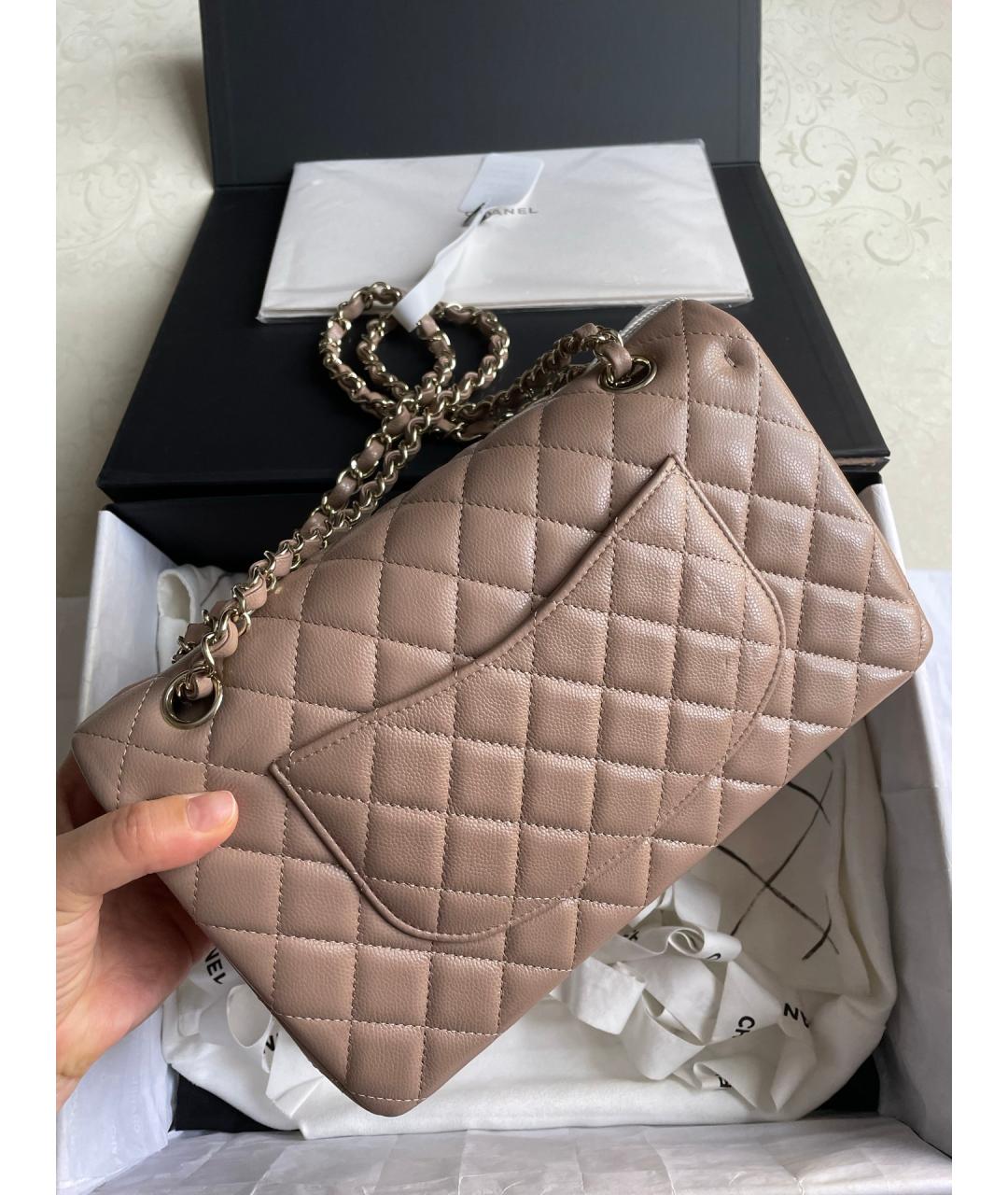CHANEL Бежевая кожаная сумка через плечо, фото 3