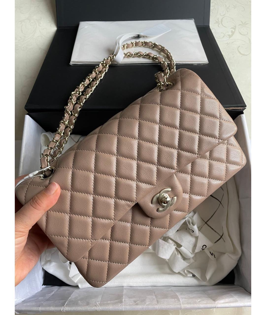 CHANEL Бежевая кожаная сумка через плечо, фото 2