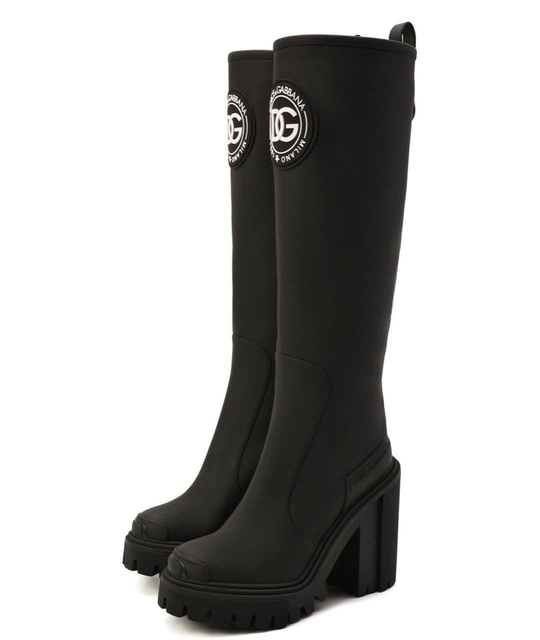 DOLCE&GABBANA Черные кожаные сапоги, фото 2