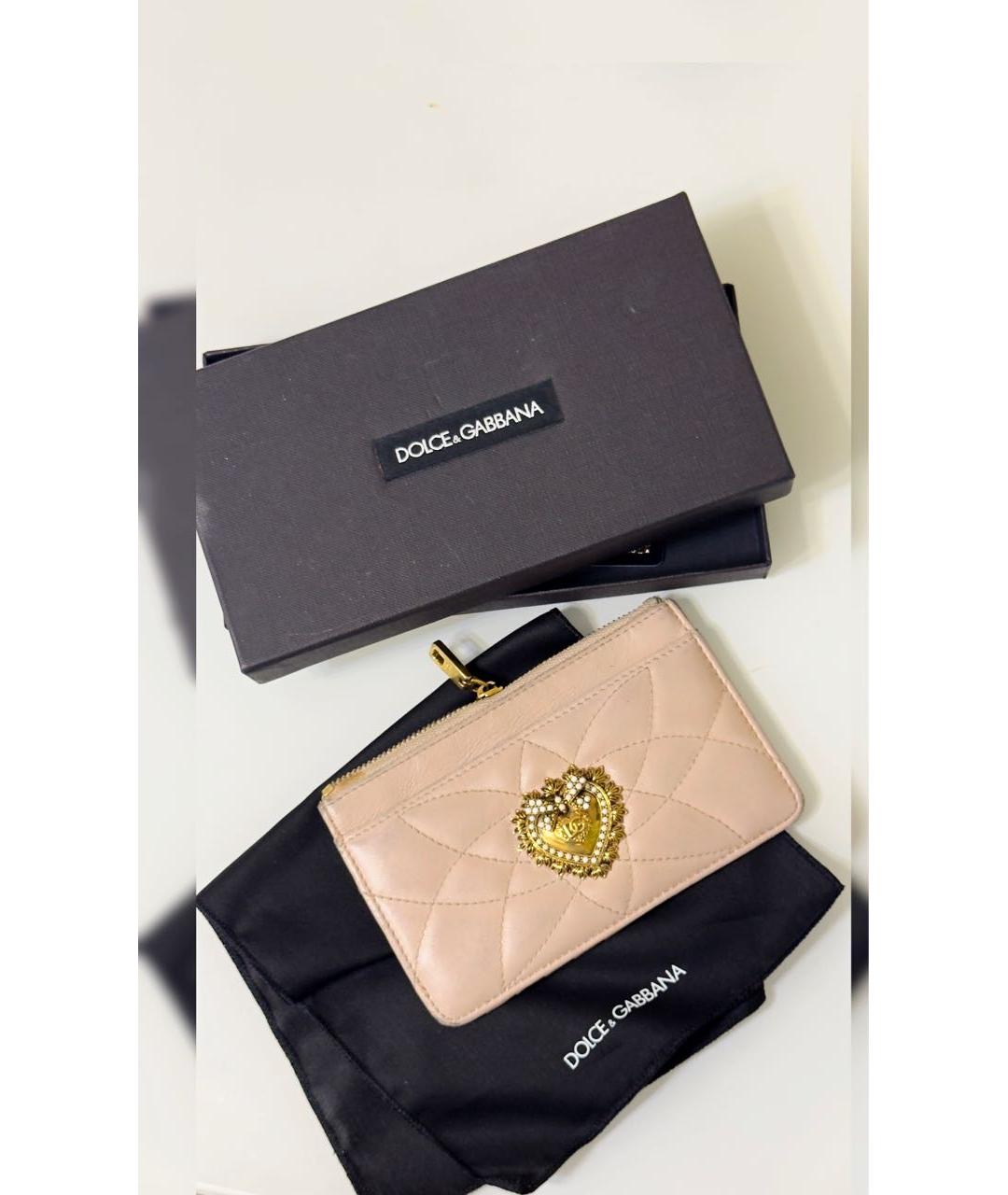 DOLCE&GABBANA Розовый кожаный кошелек, фото 2