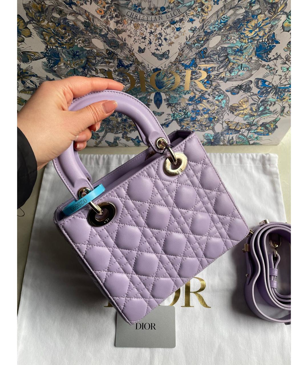 CHRISTIAN DIOR Фиолетовая кожаная сумка тоут, фото 3