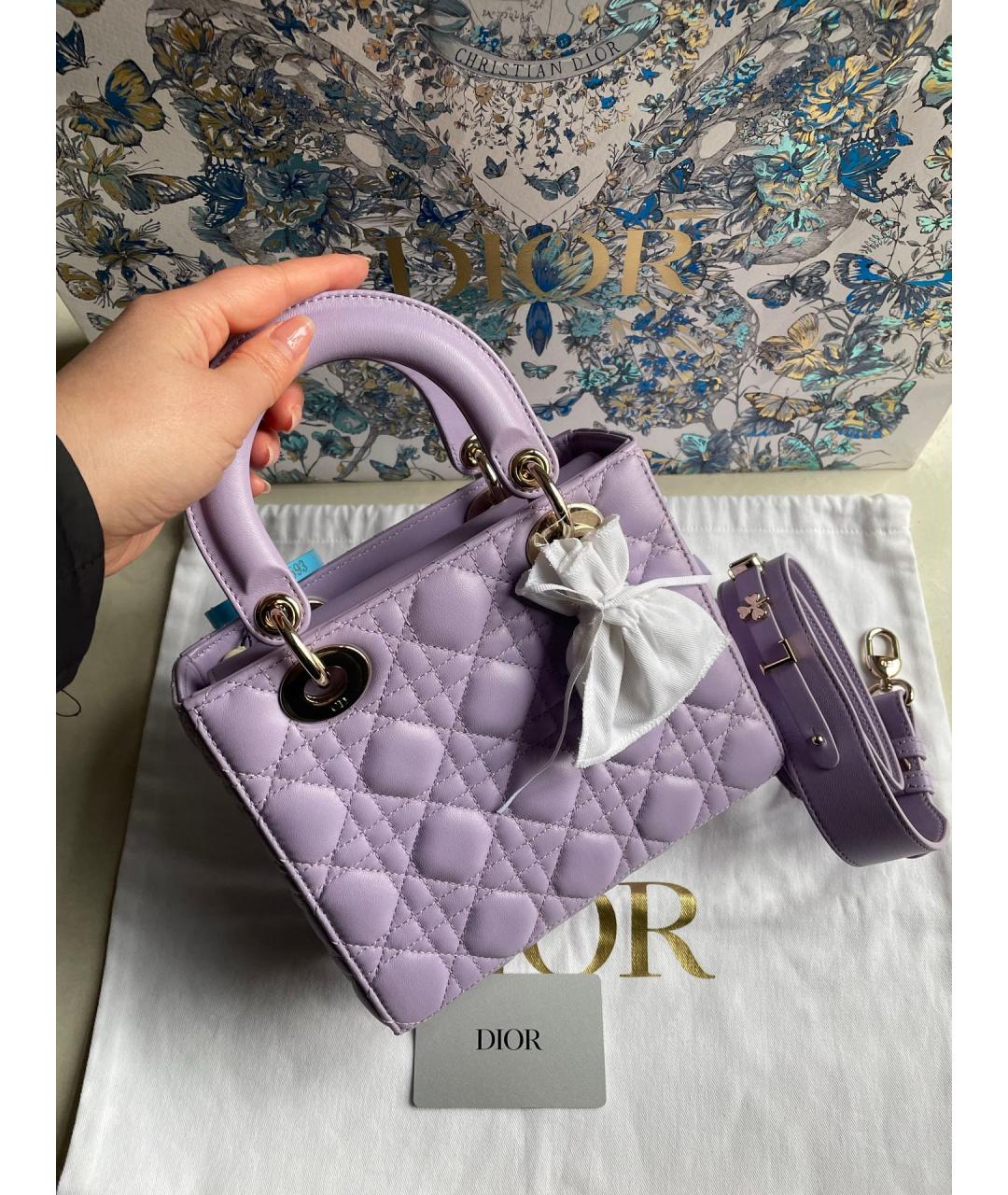 CHRISTIAN DIOR Фиолетовая кожаная сумка тоут, фото 2