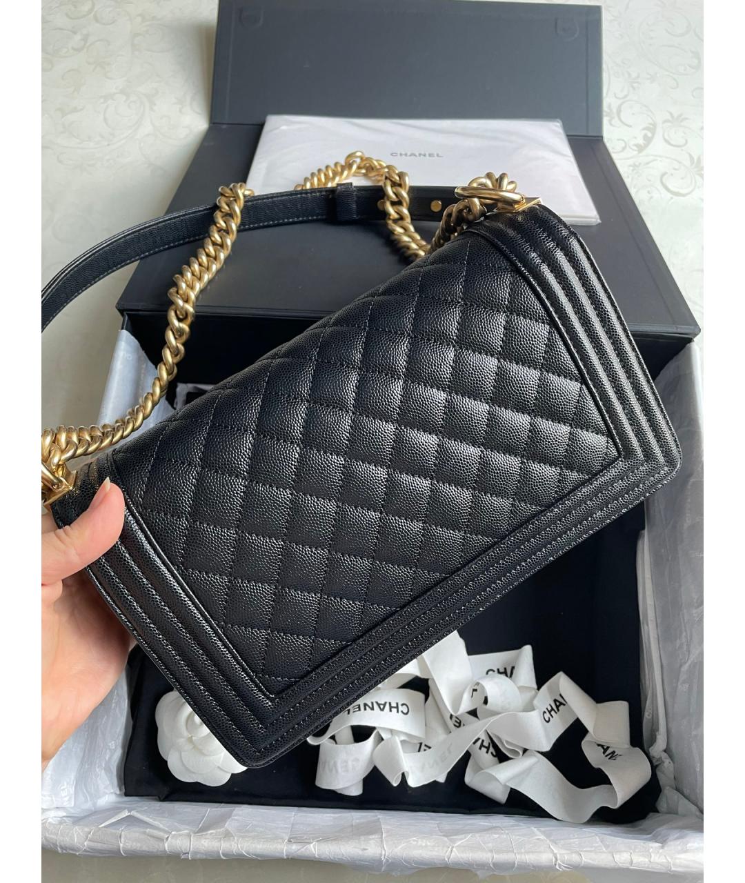 CHANEL Черная кожаная сумка через плечо, фото 3