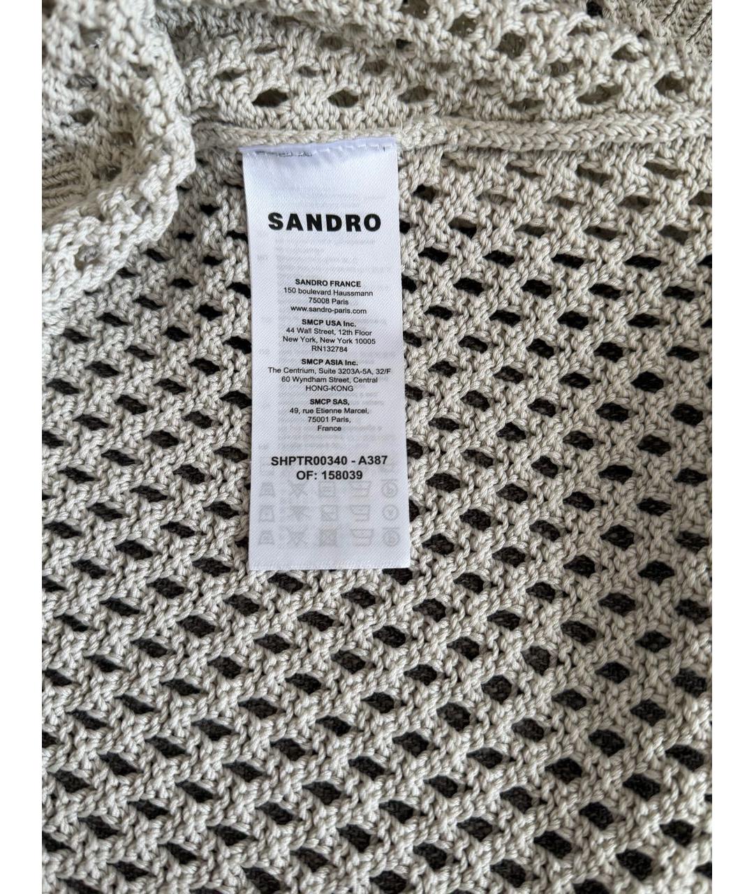SANDRO Бежевая хлопковая майка, фото 4