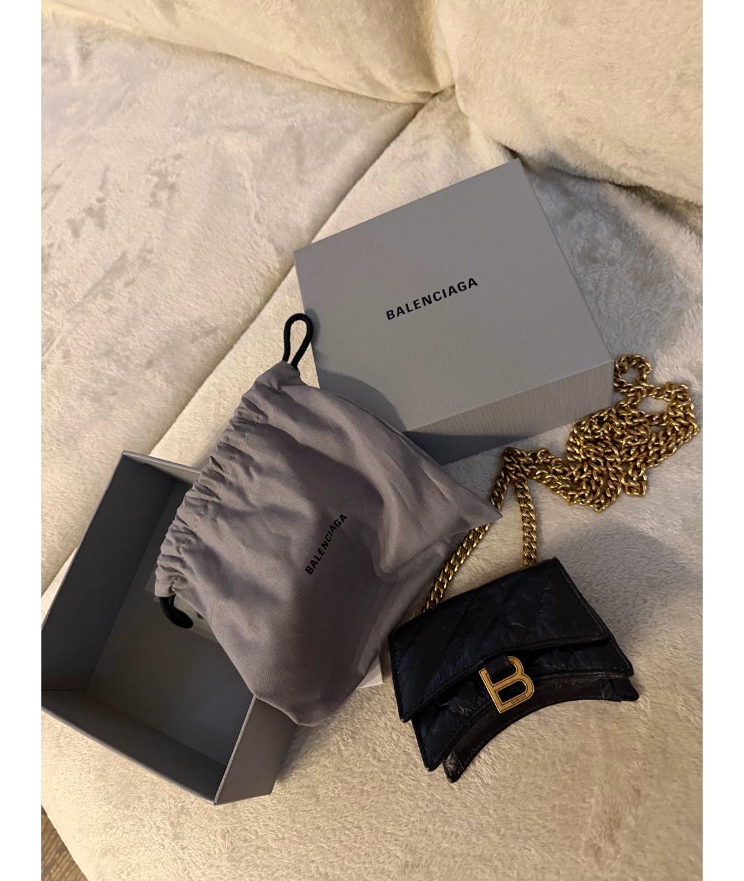 BALENCIAGA Черная кожаная сумка через плечо, фото 4