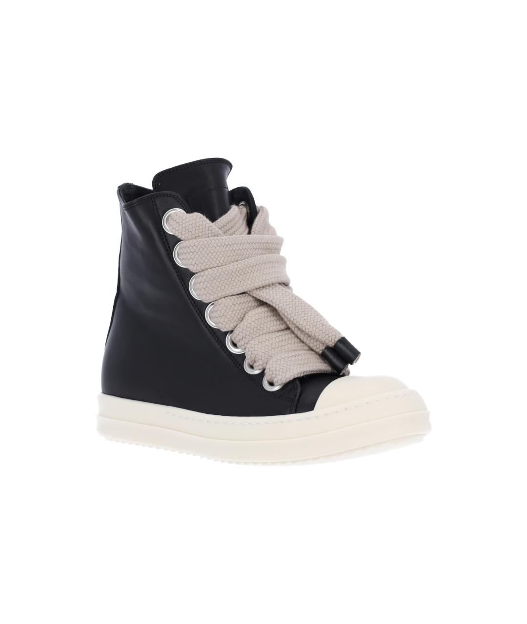 RICK OWENS Черные кожаные кроссовки, фото 2