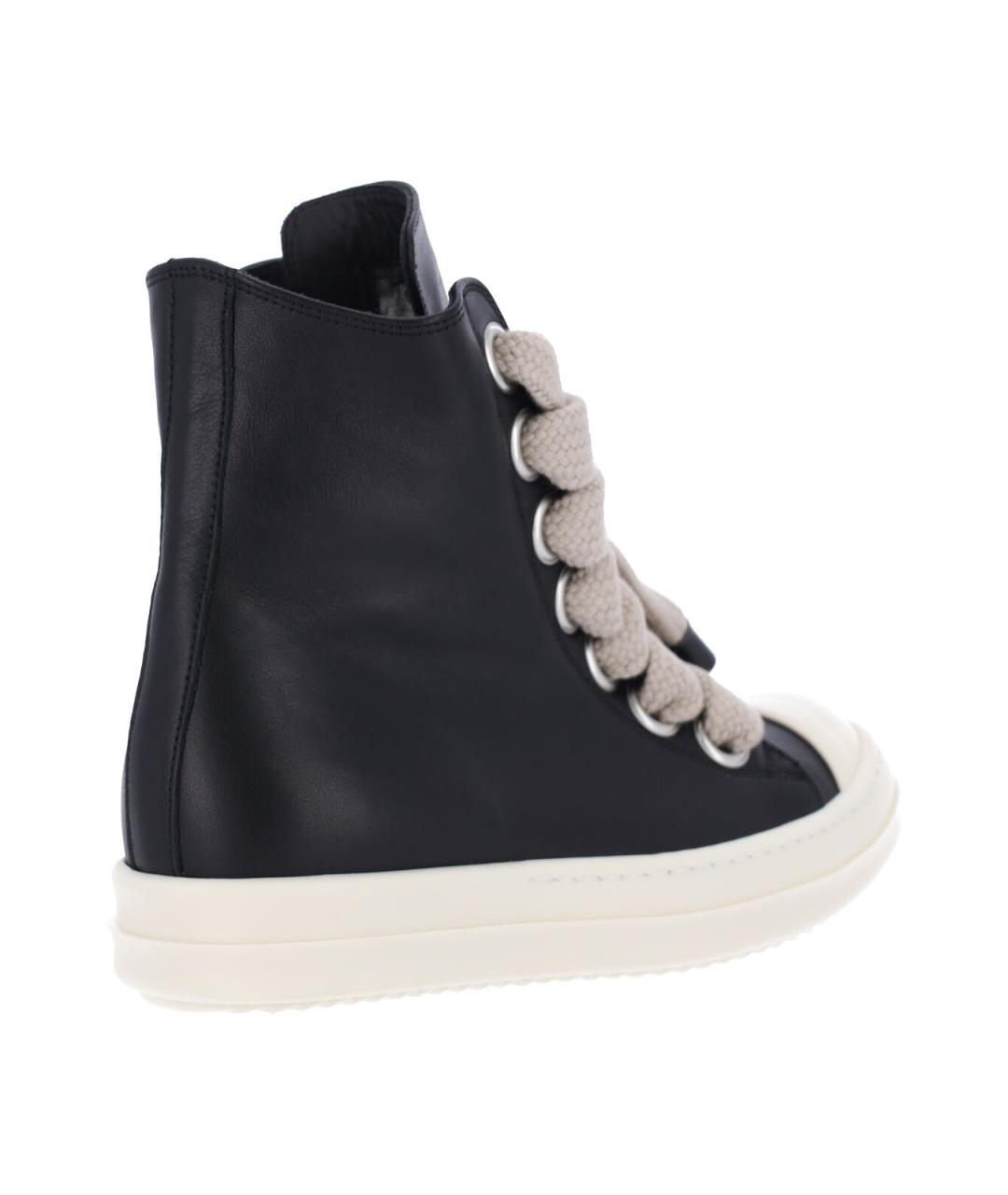 RICK OWENS Черные кожаные кроссовки, фото 4