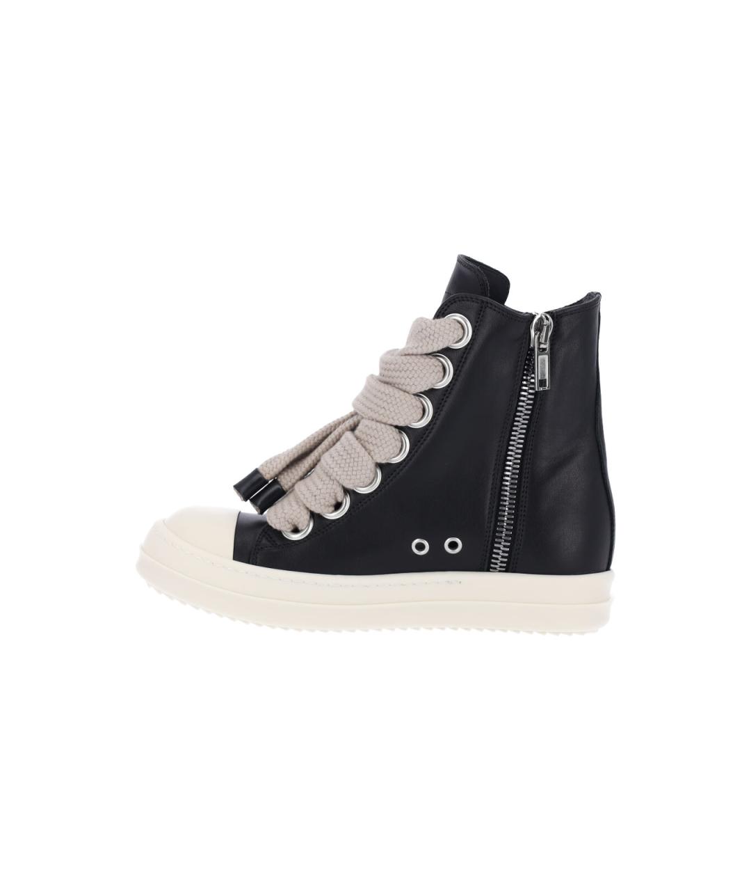 RICK OWENS Черные кожаные кроссовки, фото 3