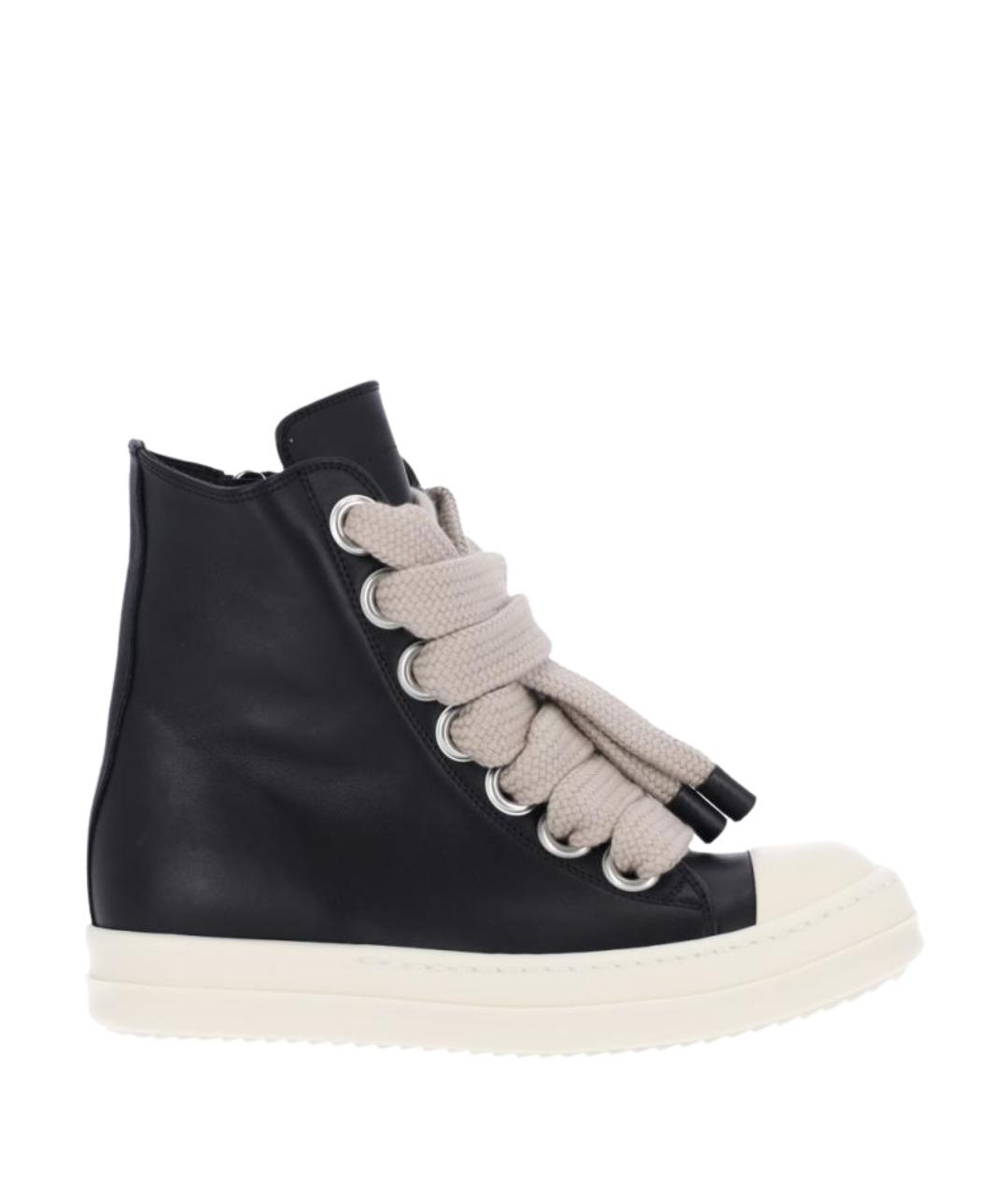 RICK OWENS Черные кожаные кроссовки, фото 1