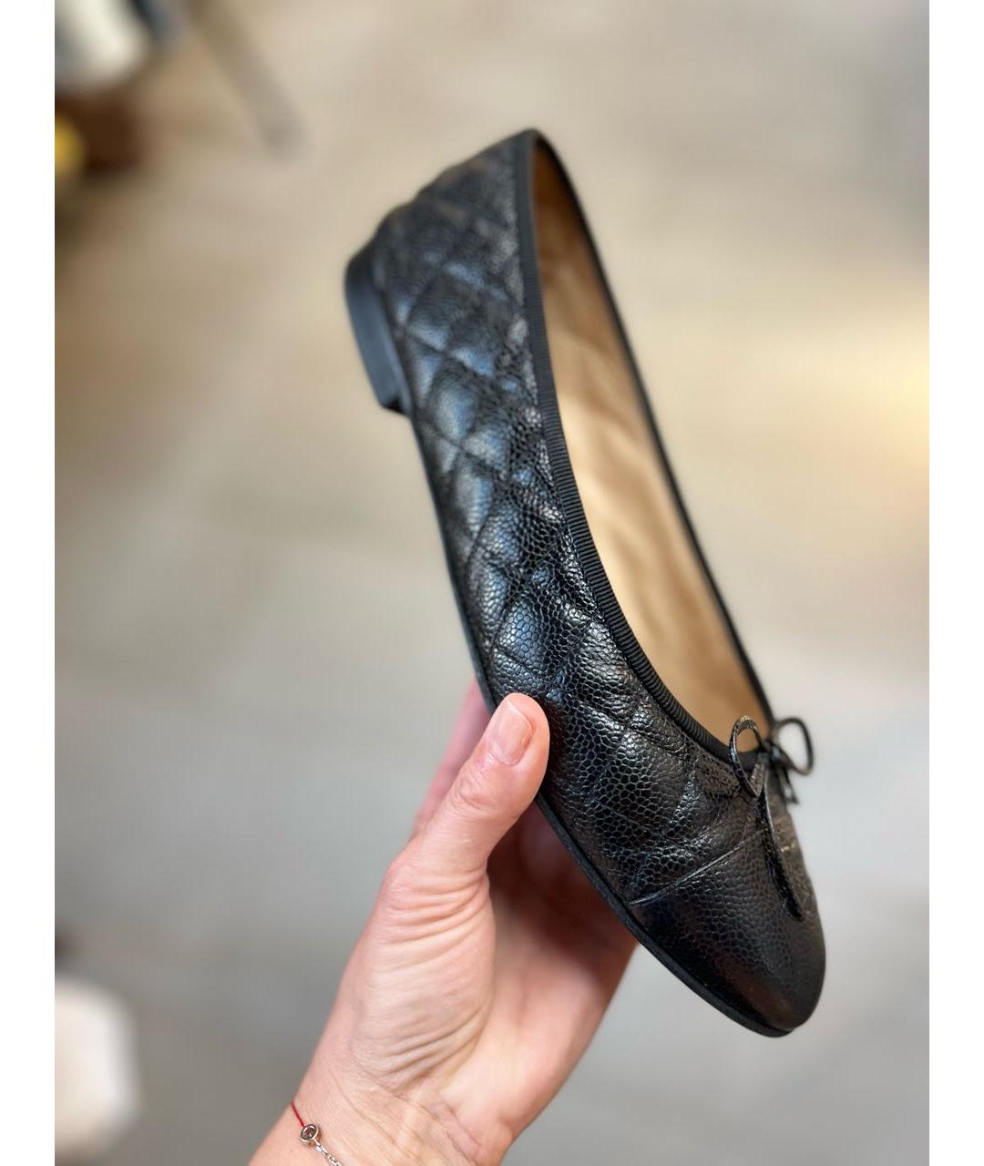CHANEL Черные кожаные балетки, фото 4