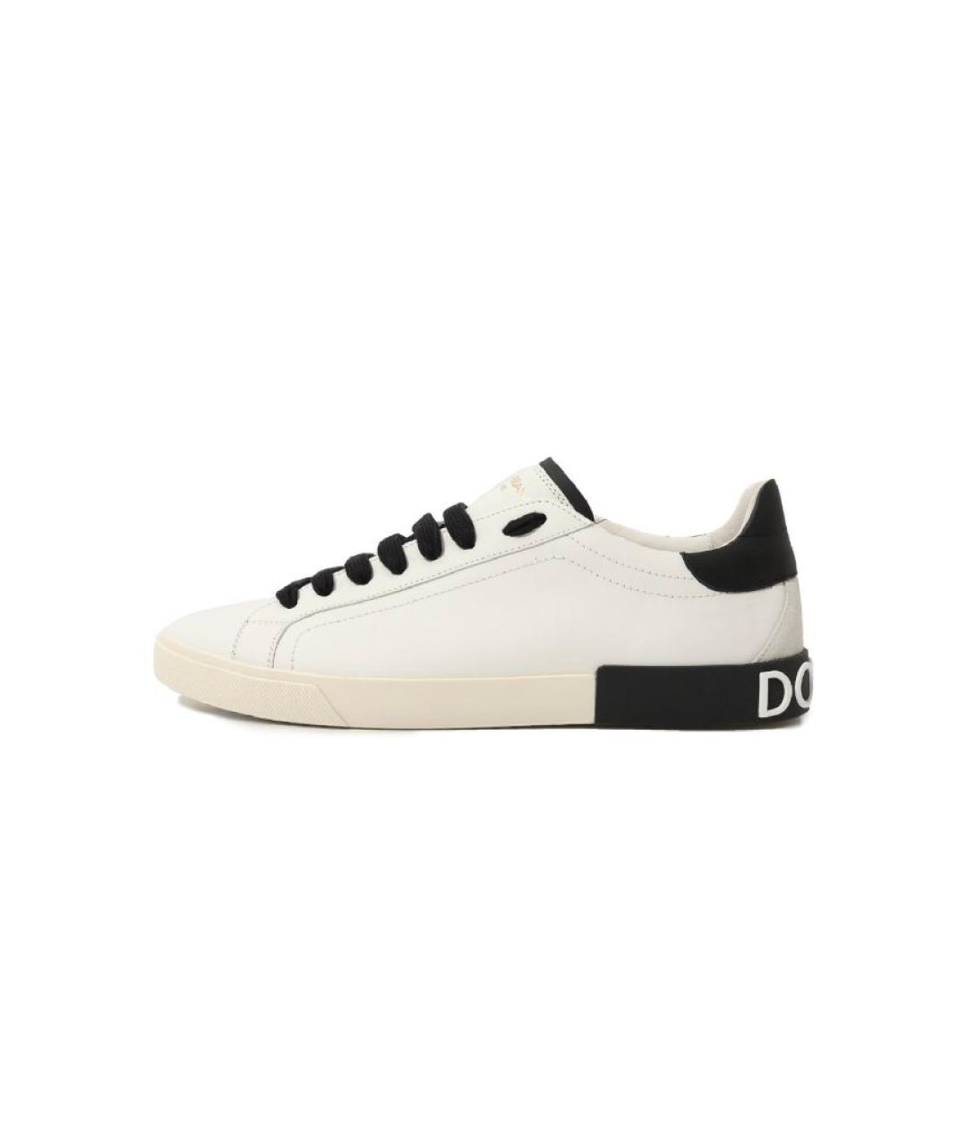 DOLCE&GABBANA Белые кожаные низкие кроссовки / кеды, фото 10