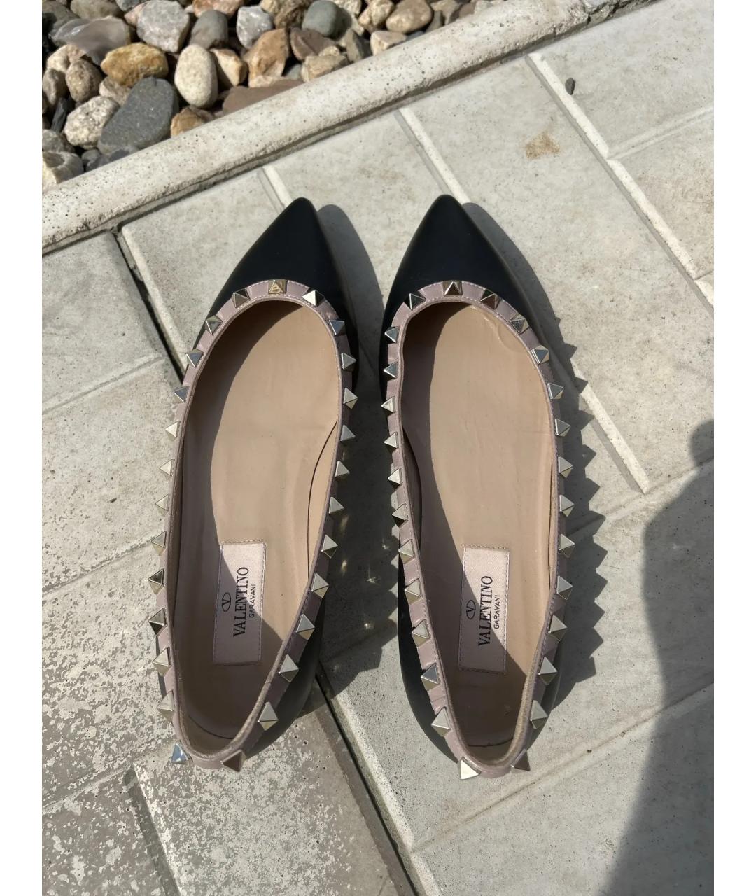 VALENTINO Черные кожаные балетки, фото 3