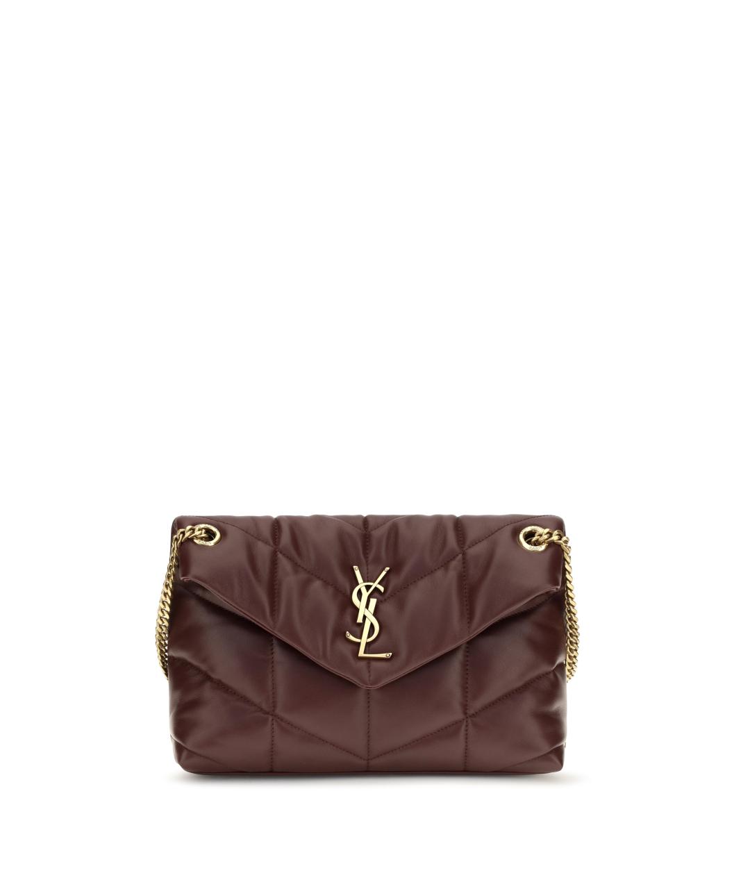 SAINT LAURENT Бордовая кожаная сумка через плечо, фото 1