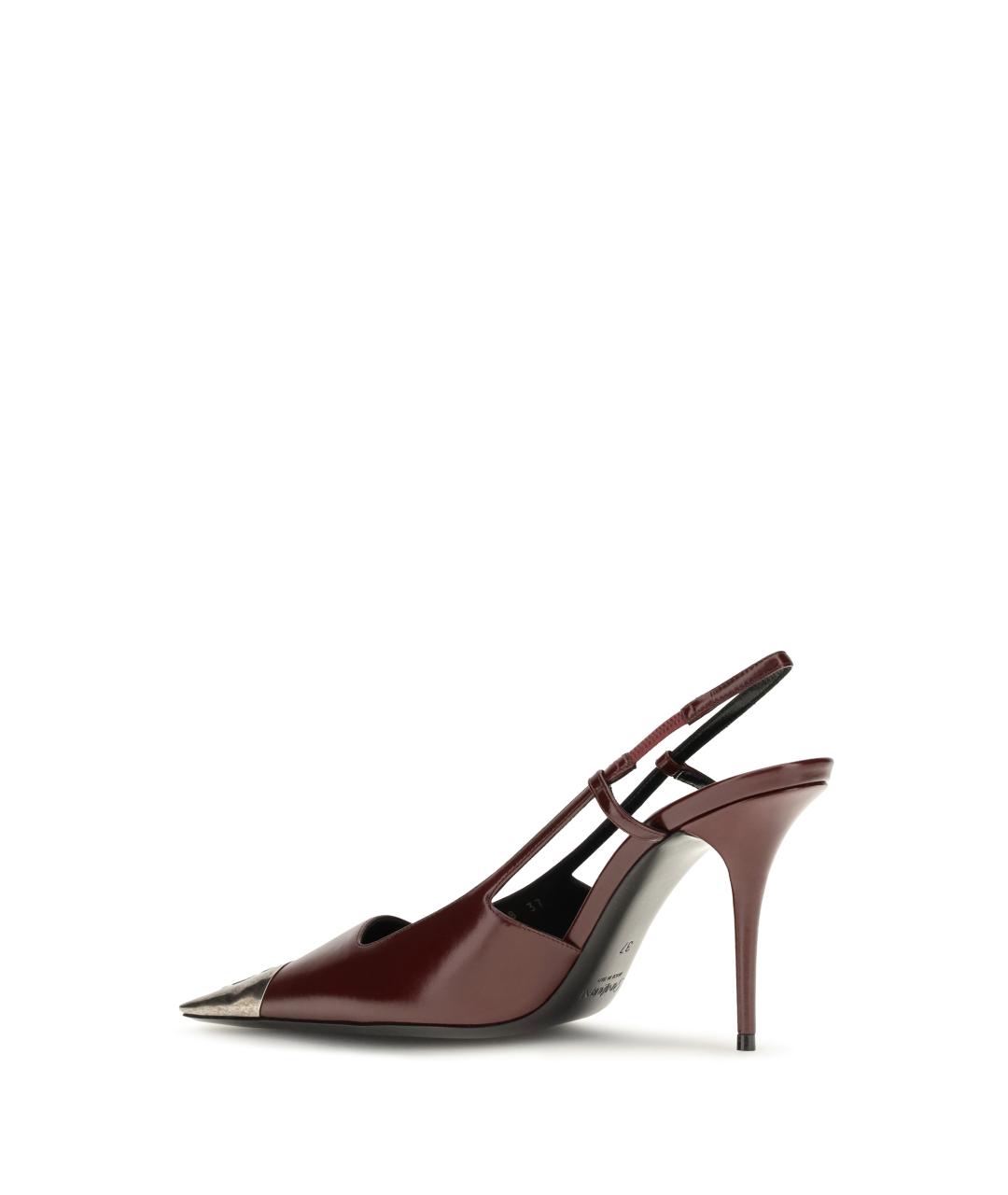 SAINT LAURENT Бордовые кожаные туфли, фото 2