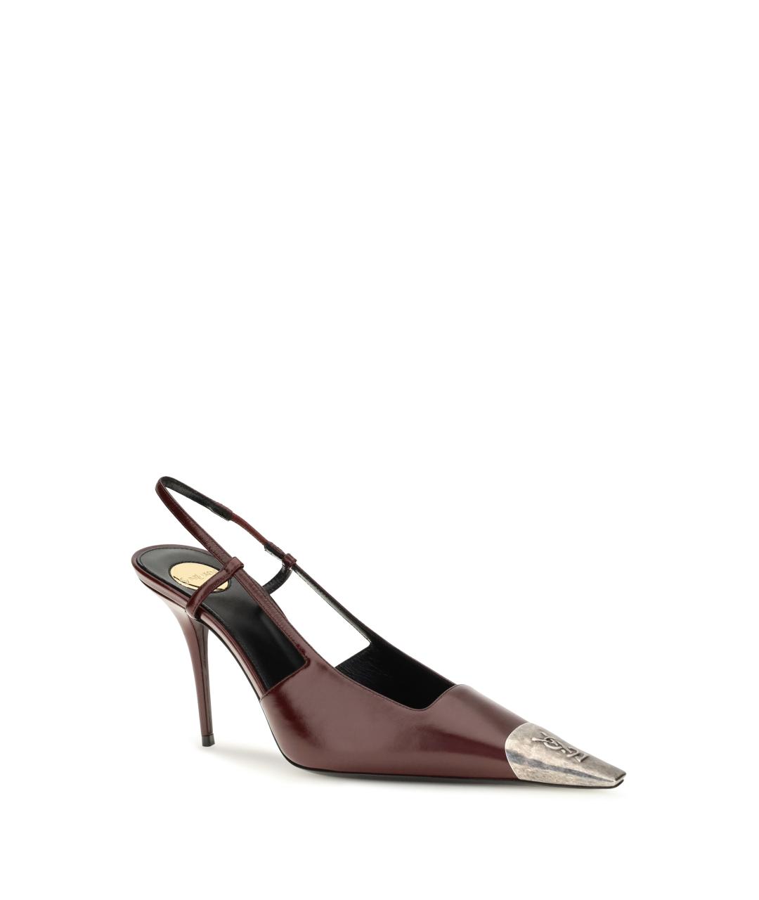 SAINT LAURENT Бордовые кожаные туфли, фото 1