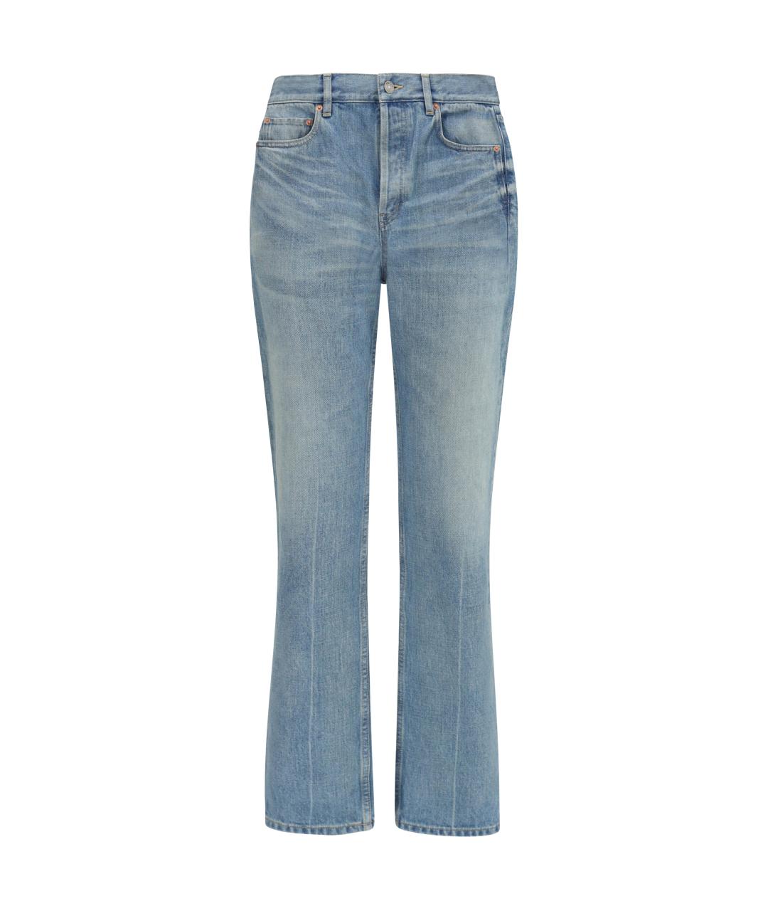 SAINT LAURENT Голубые хлопковые прямые джинсы, фото 1