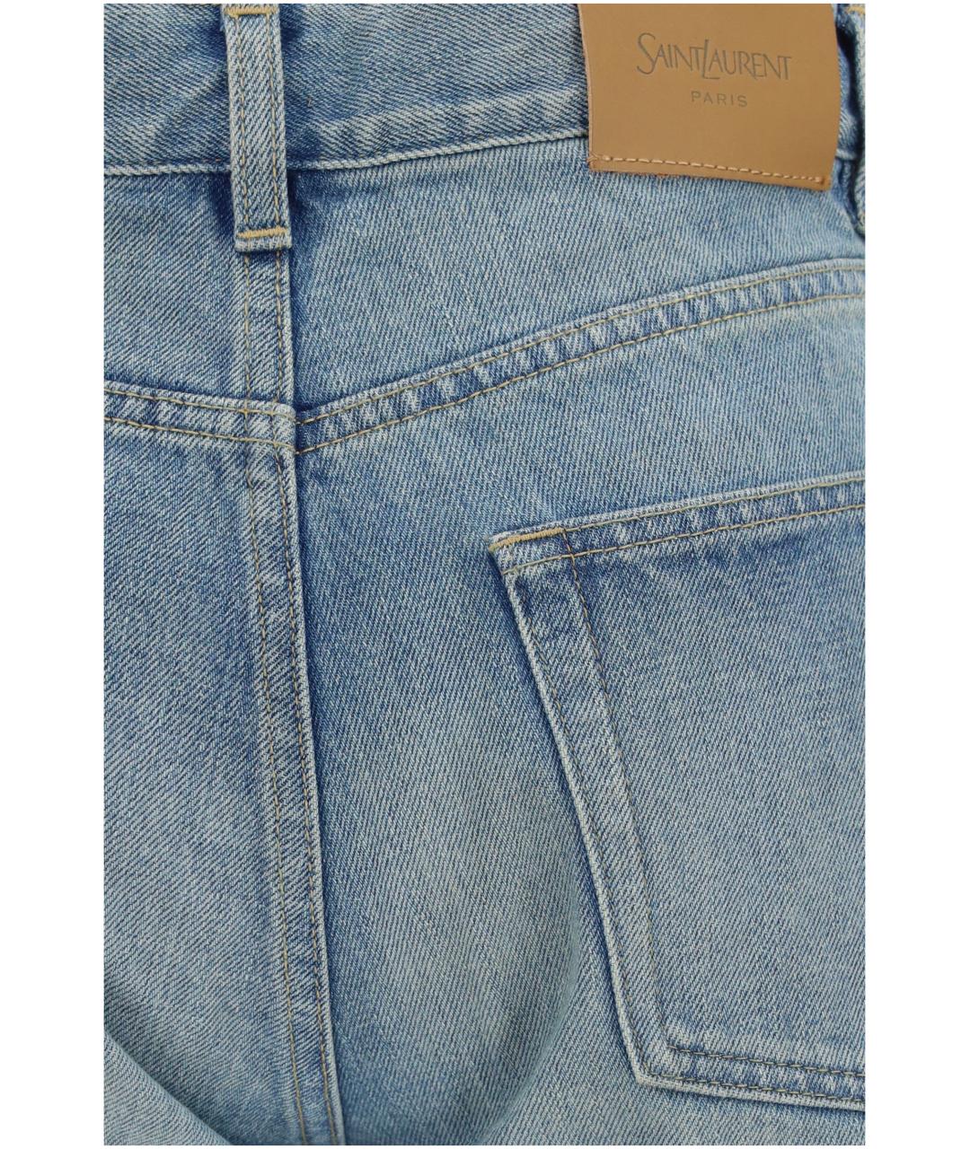 SAINT LAURENT Голубые хлопковые прямые джинсы, фото 3
