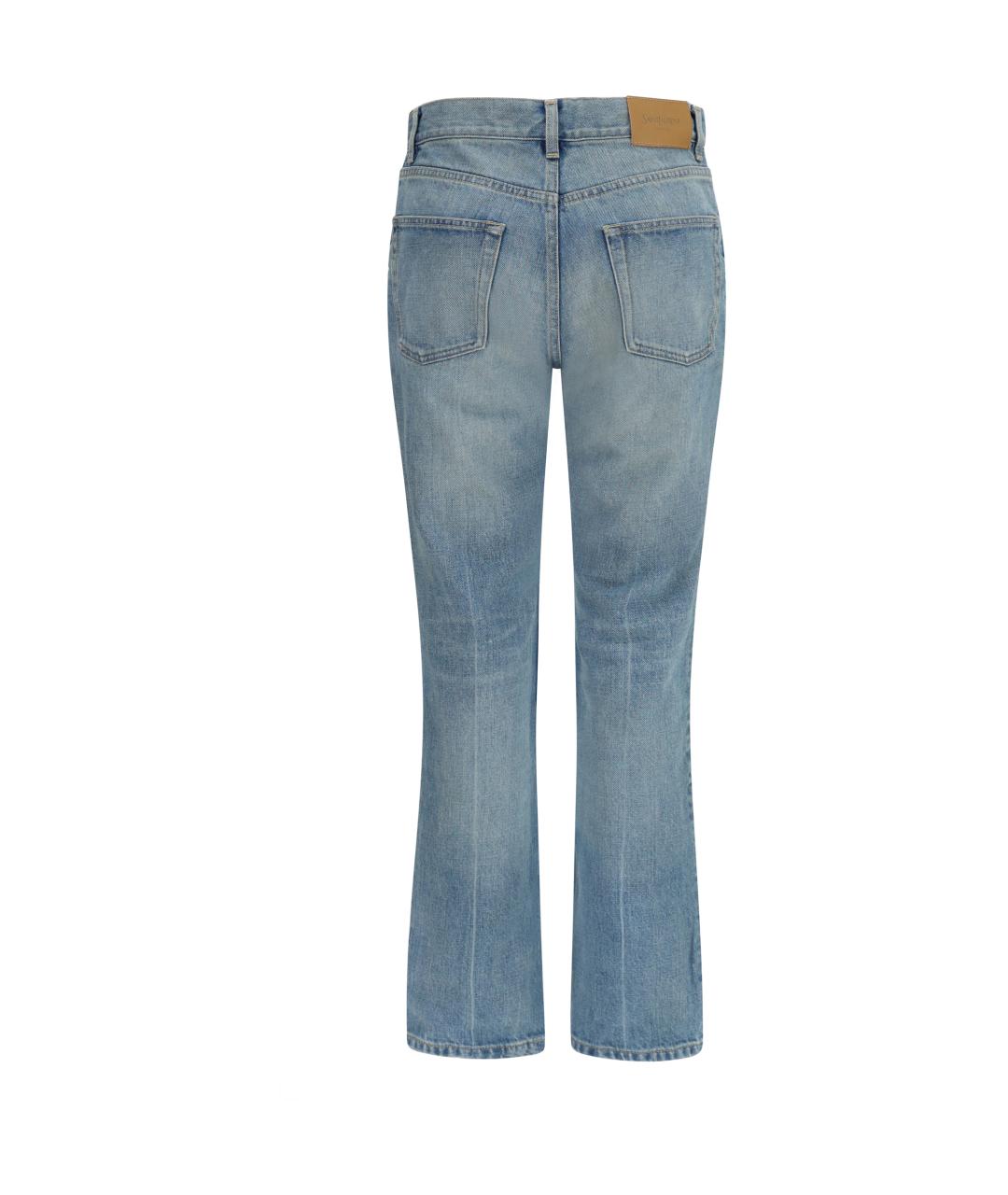 SAINT LAURENT Голубые хлопковые прямые джинсы, фото 2