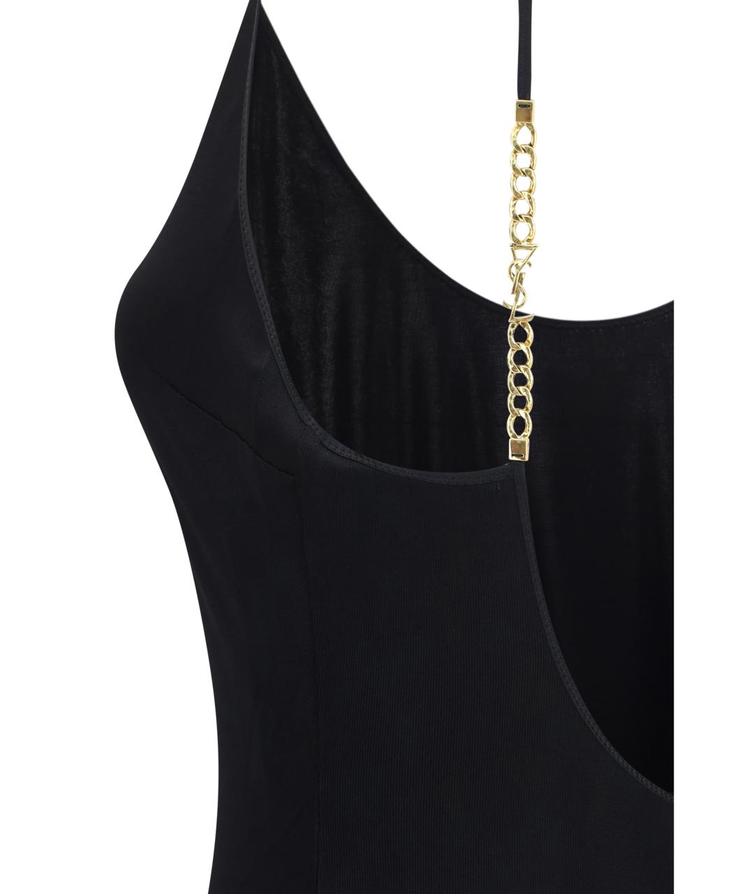 SAINT LAURENT Черное вискозное повседневное платье, фото 3