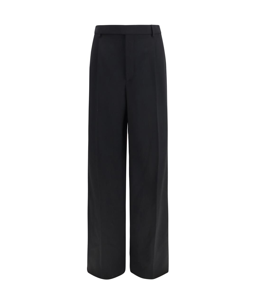 SAINT LAURENT Черные шерстяные повседневные брюки, фото 1