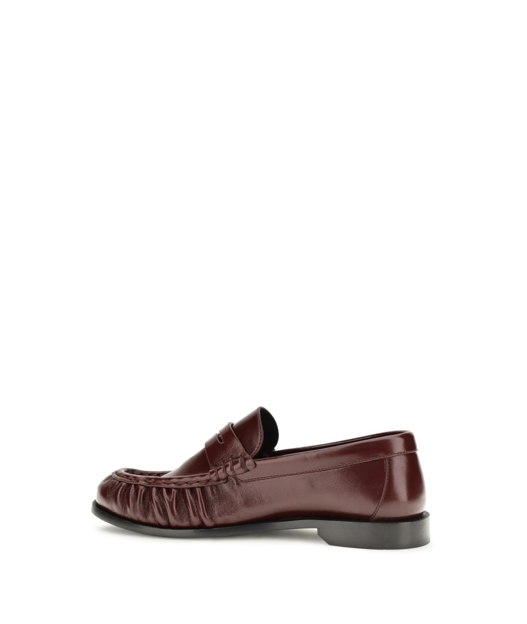 SAINT LAURENT Бордовые кожаные лоферы, фото 3