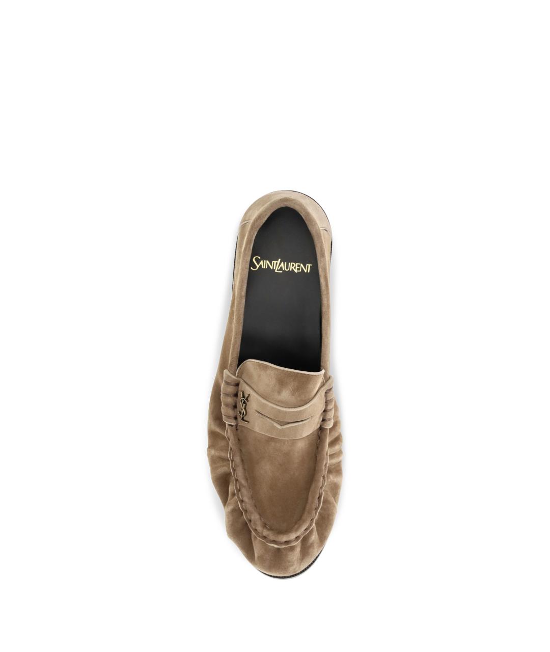 SAINT LAURENT Бежевые кожаные лоферы, фото 4