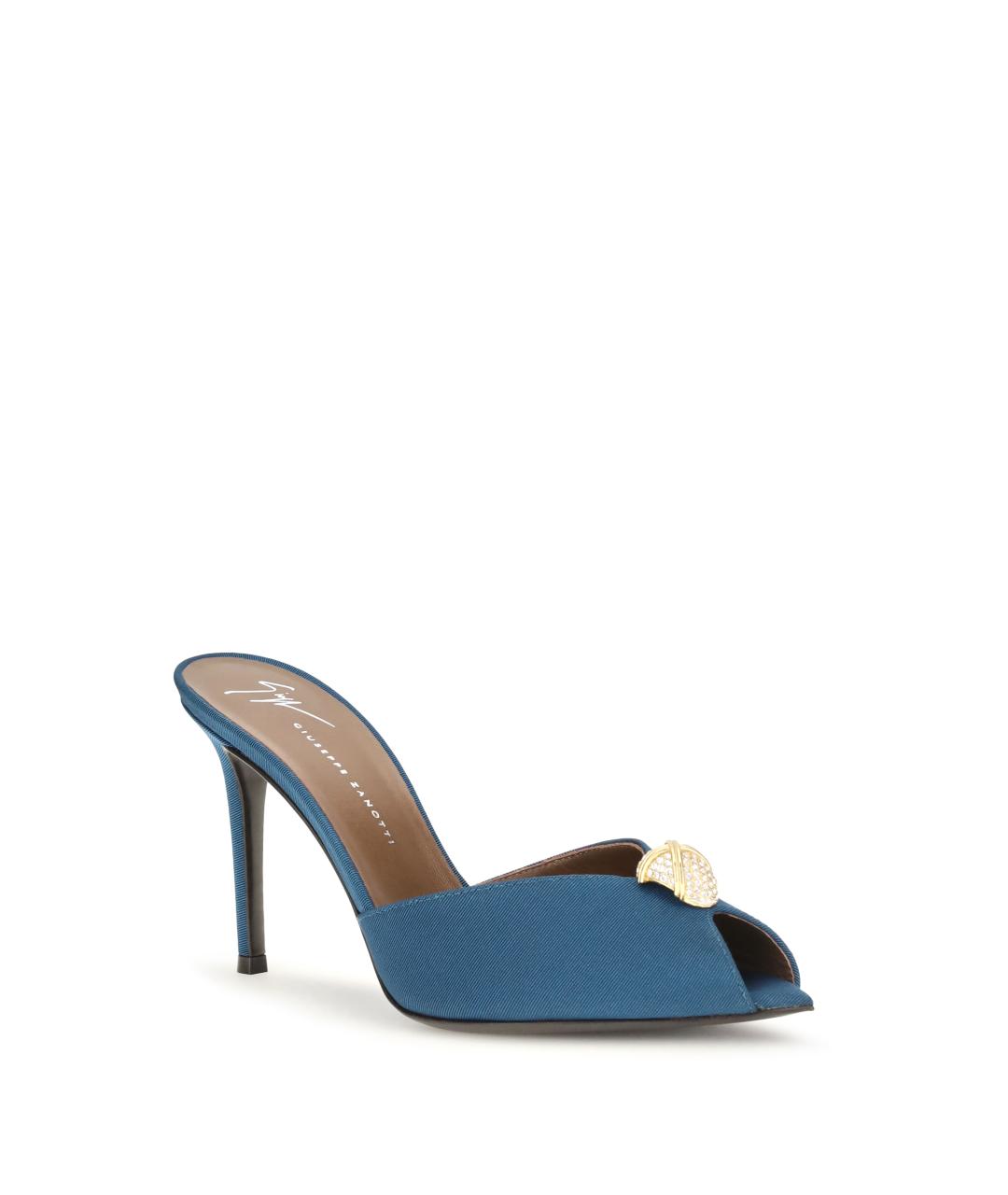 GIUSEPPE ZANOTTI DESIGN Синие кожаные мюли, фото 2
