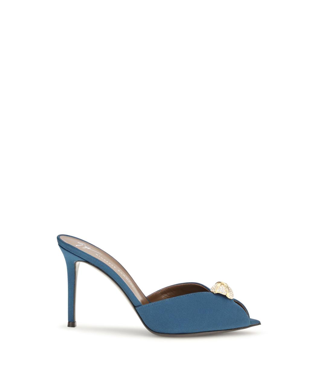 GIUSEPPE ZANOTTI DESIGN Синие кожаные мюли, фото 1