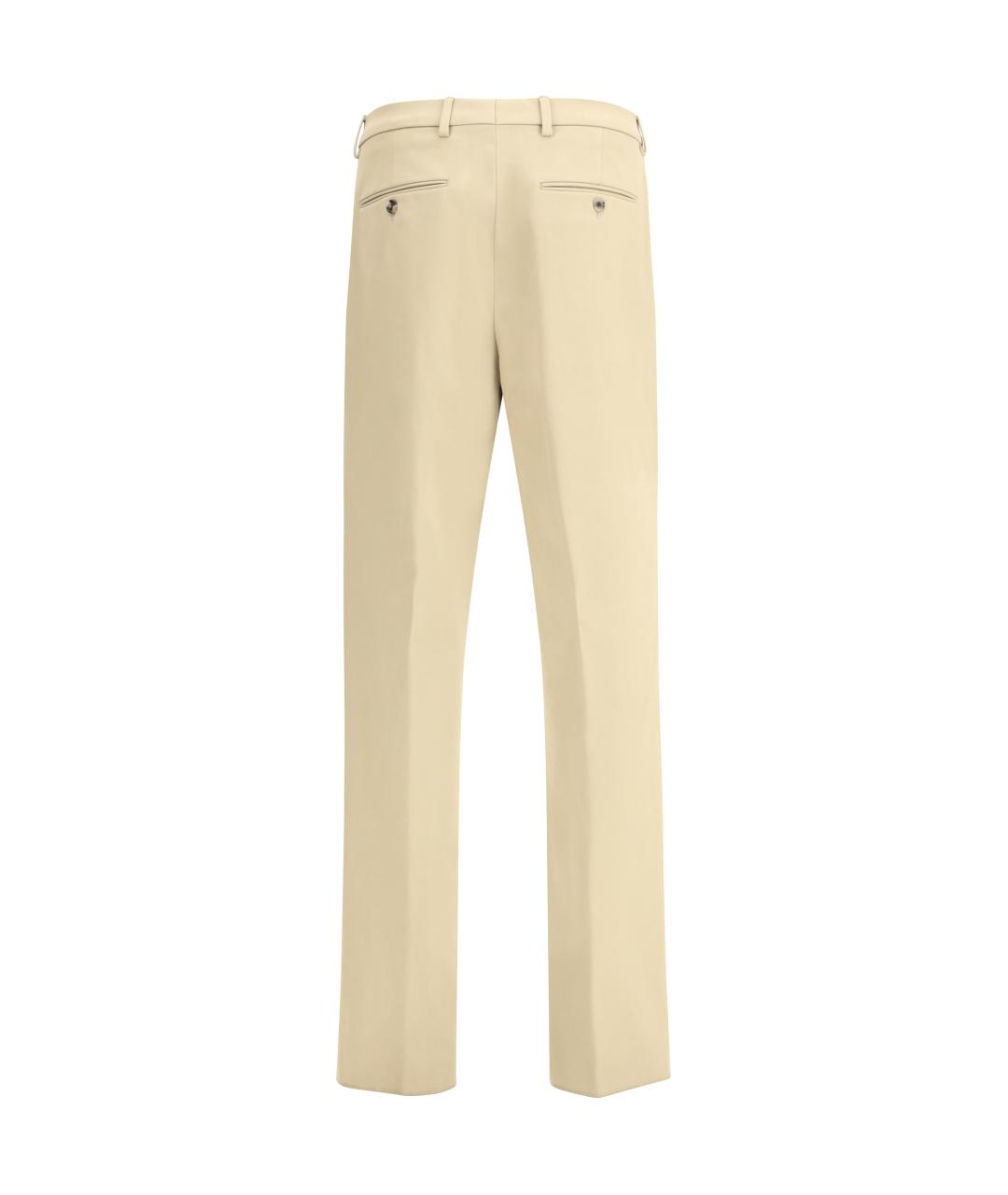 LORO PIANA Бежевые хлопковые повседневные брюки, фото 2