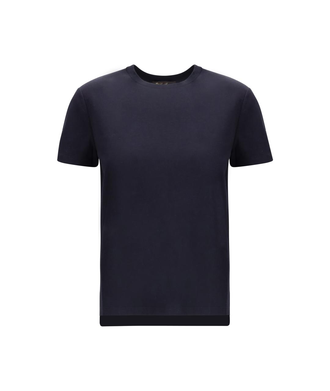 LORO PIANA Темно-синяя хлопковая футболка, фото 1