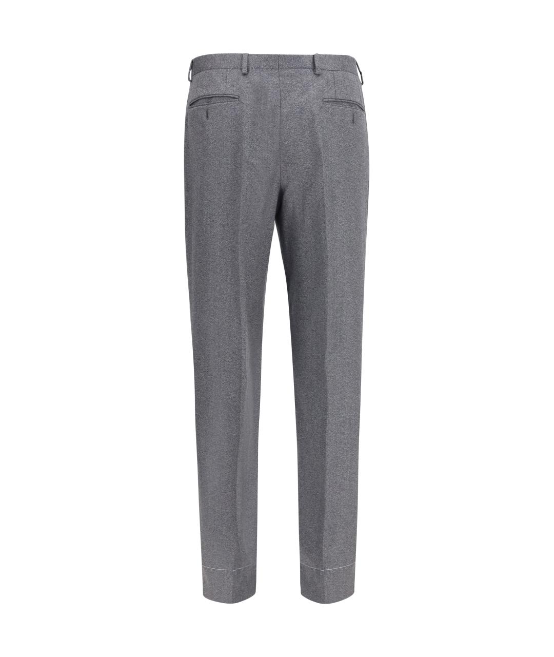 BRIONI Серые шерстяные классические брюки, фото 2