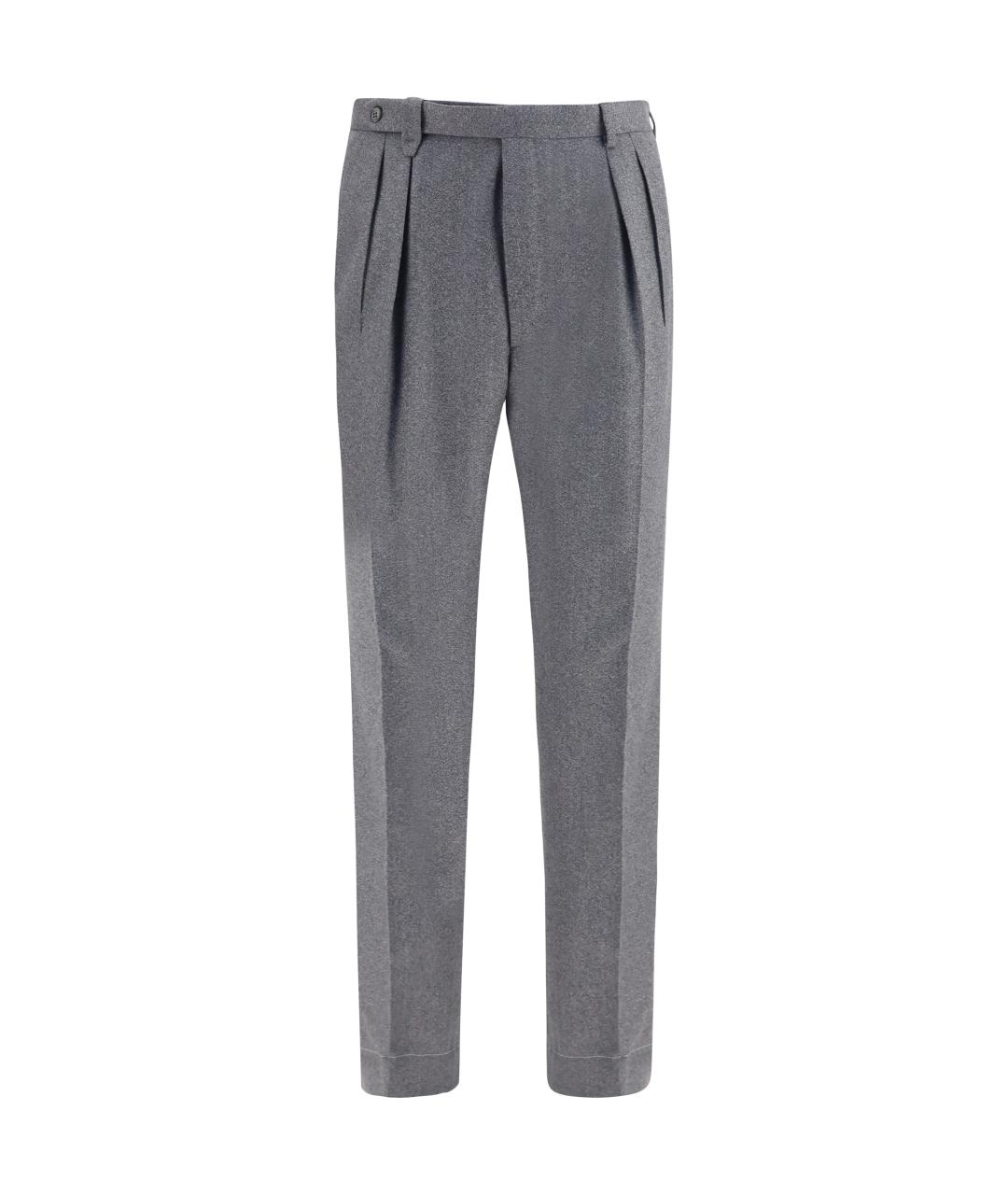 BRIONI Серые шерстяные классические брюки, фото 1