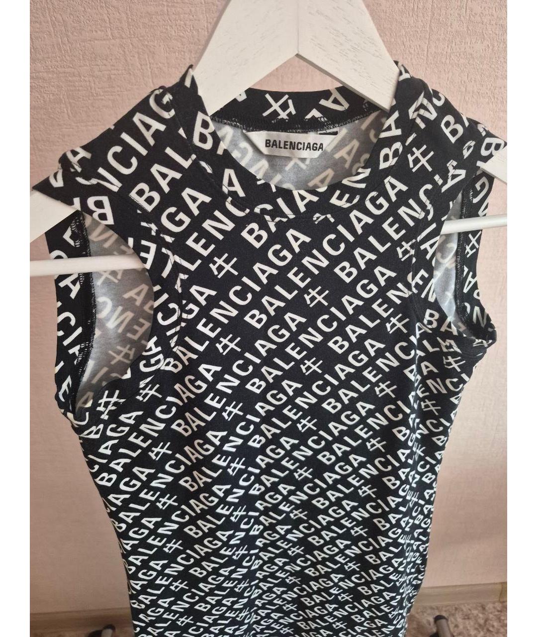 BALENCIAGA Черное хлопко-эластановое повседневное платье, фото 3