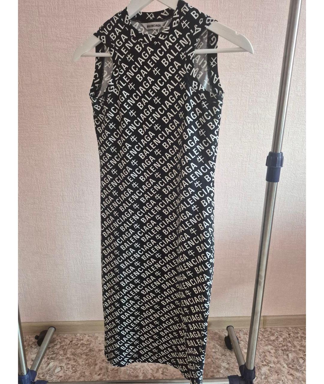 BALENCIAGA Черное хлопко-эластановое повседневное платье, фото 6