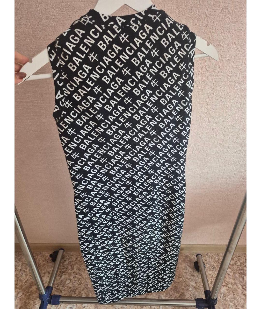 BALENCIAGA Черное хлопко-эластановое повседневное платье, фото 2