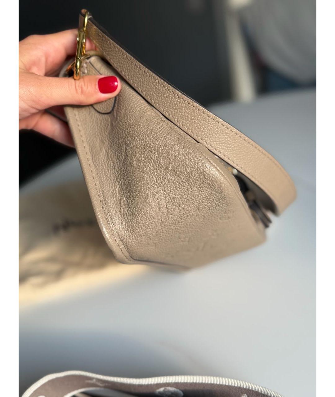 LOUIS VUITTON Бежевая кожаная сумка с короткими ручками, фото 3