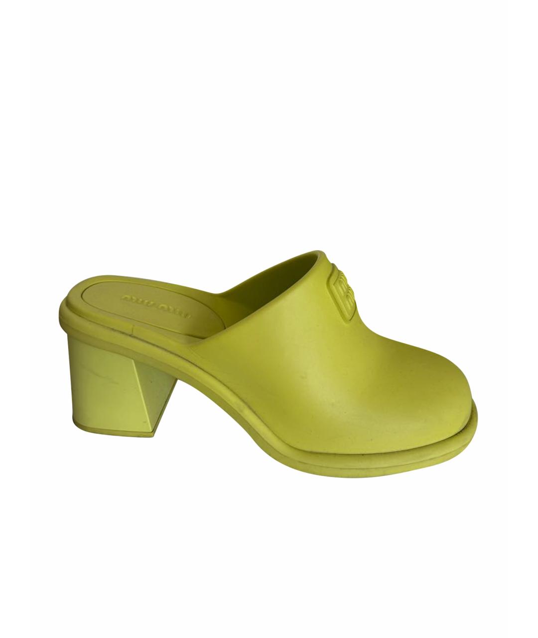 MIU MIU Салатовые резиновые мюли, фото 1