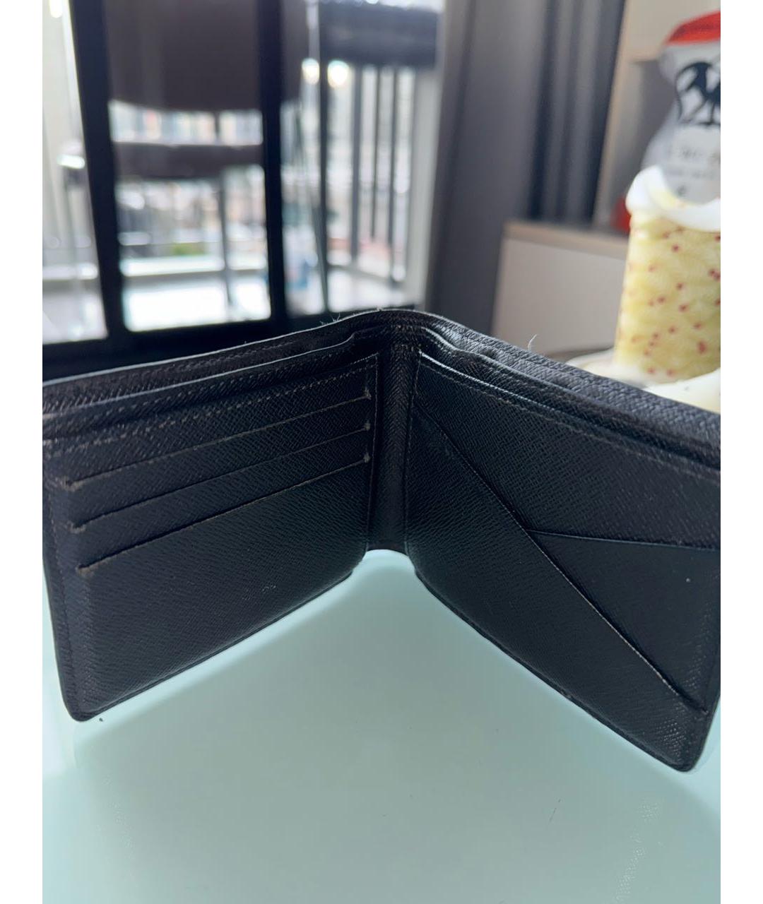 LOUIS VUITTON Антрацитовый кожаный кошелек, фото 3