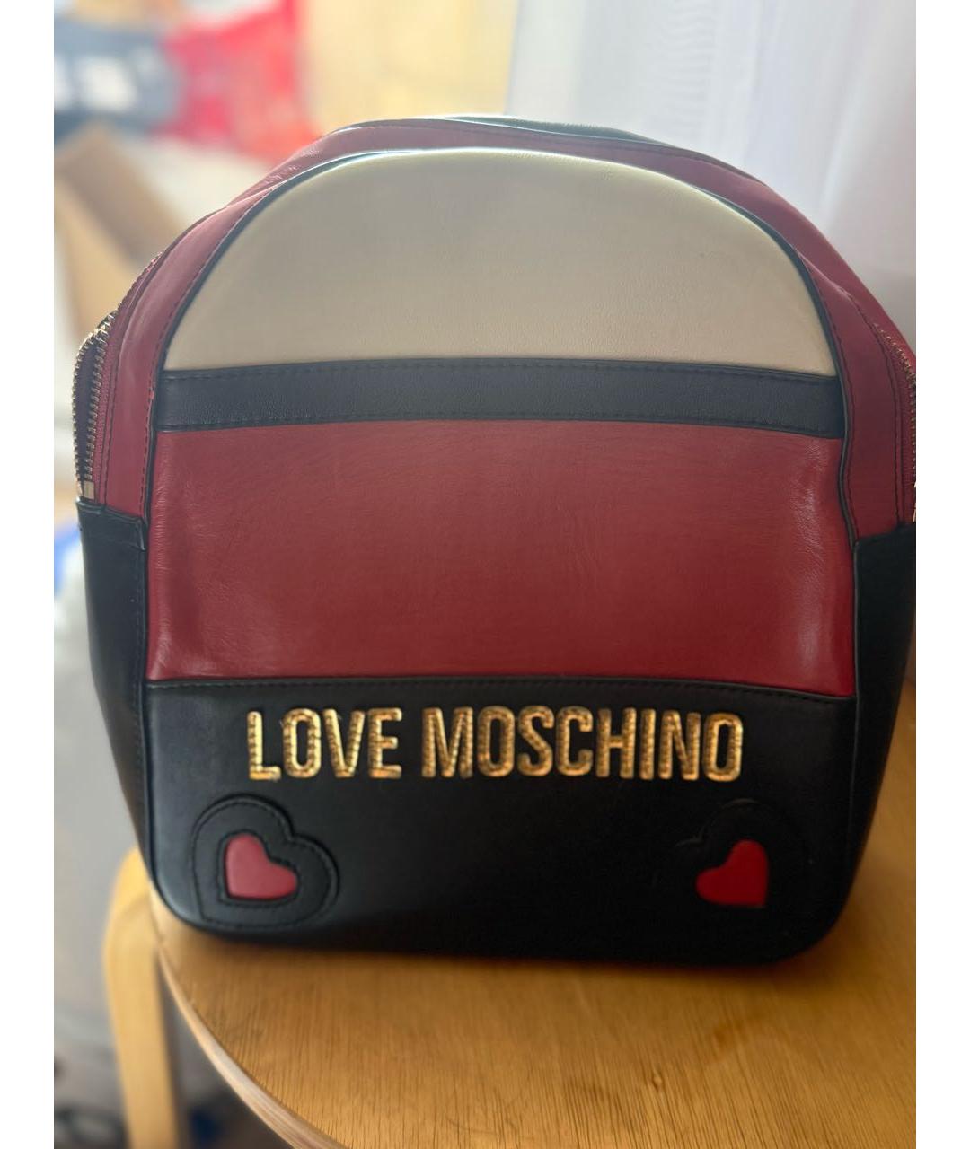 LOVE MOSCHINO Красный кожаный рюкзак, фото 8