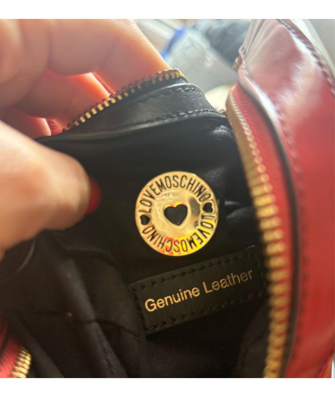 LOVE MOSCHINO Красный кожаный рюкзак, фото 4